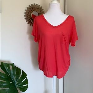 Oversized coral pocket tshirt